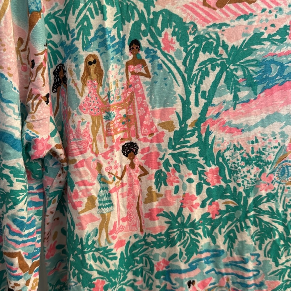 RARE Lily Pulitzer Let’s Get Together Knit Relaxed Pajama Sleep Top Long Sleeve - Picture 8 of 9